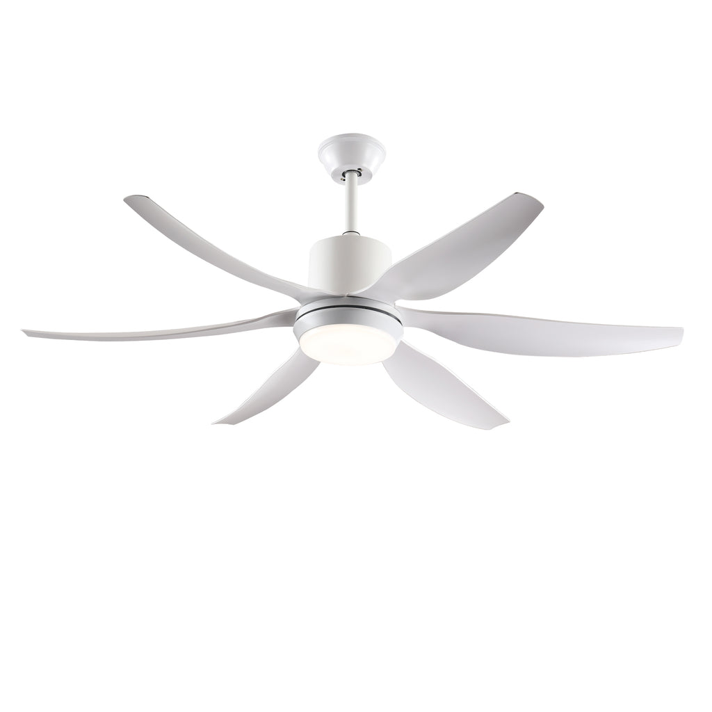 6 PCS ABS Blades  56 Ceiling Fan With Light Kit 3 Color LED Light Source, DC 6 Speed ,Remote Control Ceiling Fan  for Patio Living Room, Bedroom, Office,Indoor.(( White  )