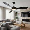 Roomratv Ceiling Fans with Lights and Remote Control,Quiet Noiseless Reversible DC Motor,6 Speeds,Timers, 3 CCT, Indoor Use, Plastic Blades,52 Inch Black Modern Ceiling Fan for Bedroom Living Room