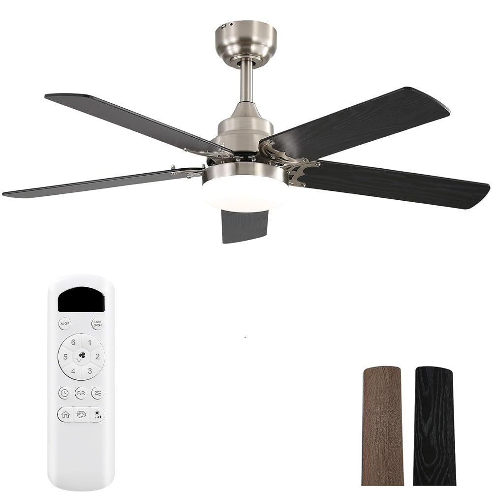 42 Inch Ceiling Fan with Light for Bedroom, Living Room - Remote Control, 3 Color Dimmable LED & Memory Function, Reversible DC motor, 1/4/8H Timer