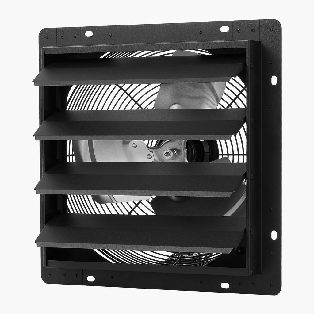 14 inch Shutter Exhaust Fan, Wall Mounted Attic Vent Fan with Smart Programming Variable Speed Temperature Control, 2000 CFM,EC Motor,Timer, for Shed,Garage,Greenhouse Ventilation Cooling,Black