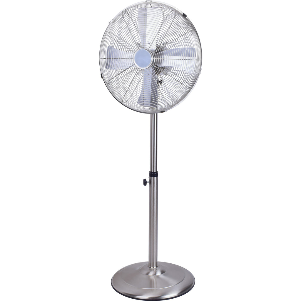16 in. Metal Stand Fan,Classic Design,Pure Copper Wiring Motor, 4 Aluminum Blade,Heavy-duty Metal Construction, Nickle-plating Brushed Finish, Rotary Knob Switch, Oscillation Function, Tilting angle