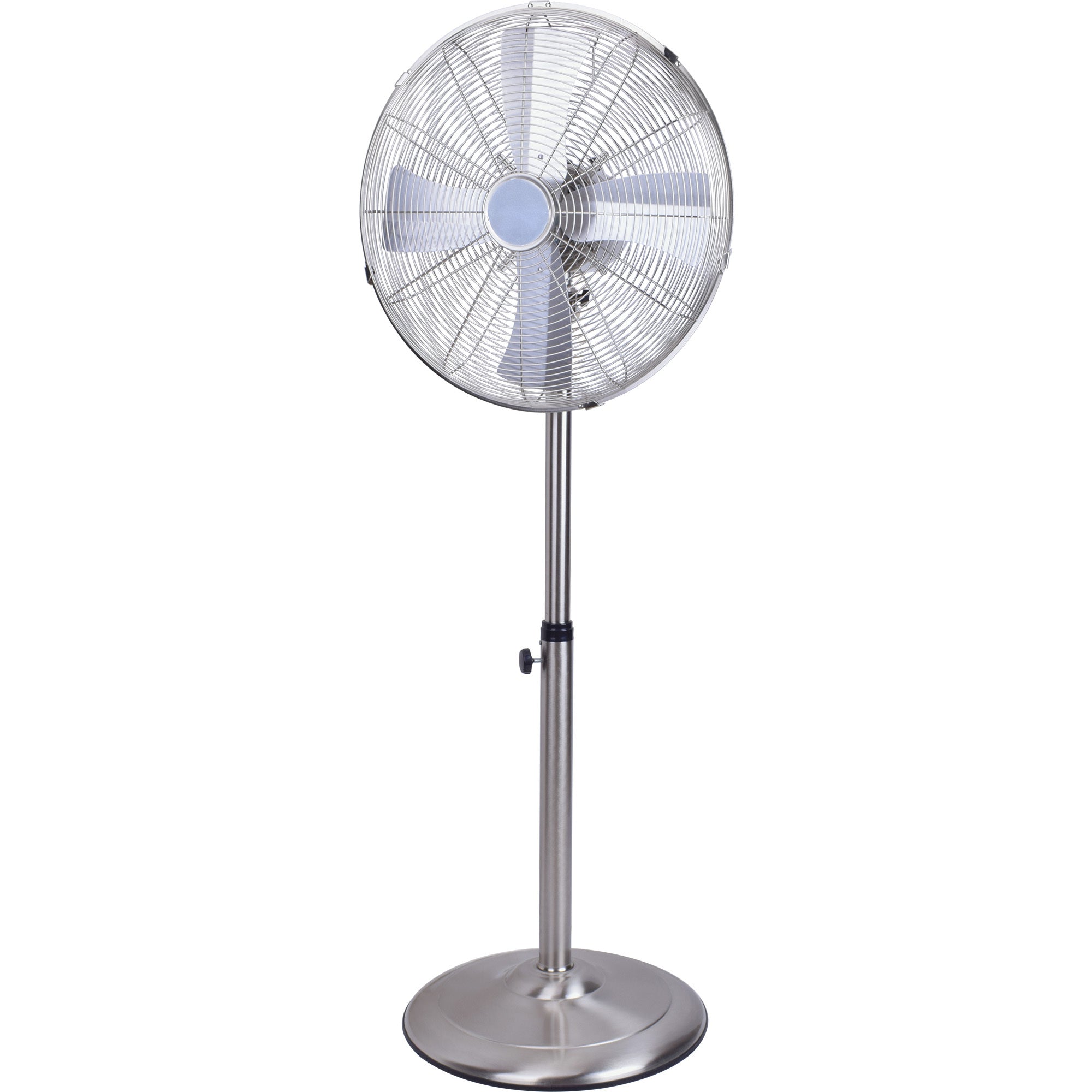 16 in. Metal Stand Fan,Classic Design,Pure Copper Wiring Motor, 4 Aluminum Blade,Heavy-duty Metal Construction, Nickle-plating Brushed Finish, Rotary Knob Switch, Oscillation Function, Tilting angle
