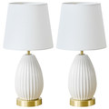 18-Inch Set of 2 Table Lamps, Antique Brass and White Finish, Rotary Switch, E26 Socket – Bulb Not Included (60W Max)