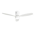 Modern 52 Inch Indoor Outdoor Ceiling Fan with Solid Wood Blades, Reversible DC Motor, Remote-Controlled LED Light in White Metal & Wood Construction