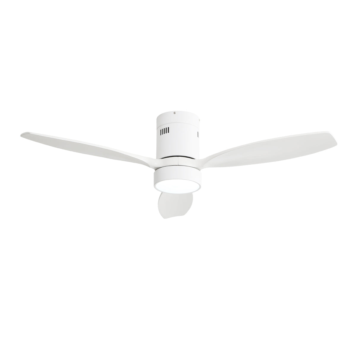Modern 52 Inch Indoor Outdoor Ceiling Fan with Solid Wood Blades, Reversible DC Motor, Remote-Controlled LED Light in White Metal & Wood Construction