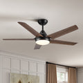 48 In Integrated LED Ceiling Fan Lighting with Brown Wood Grain ABS Blade