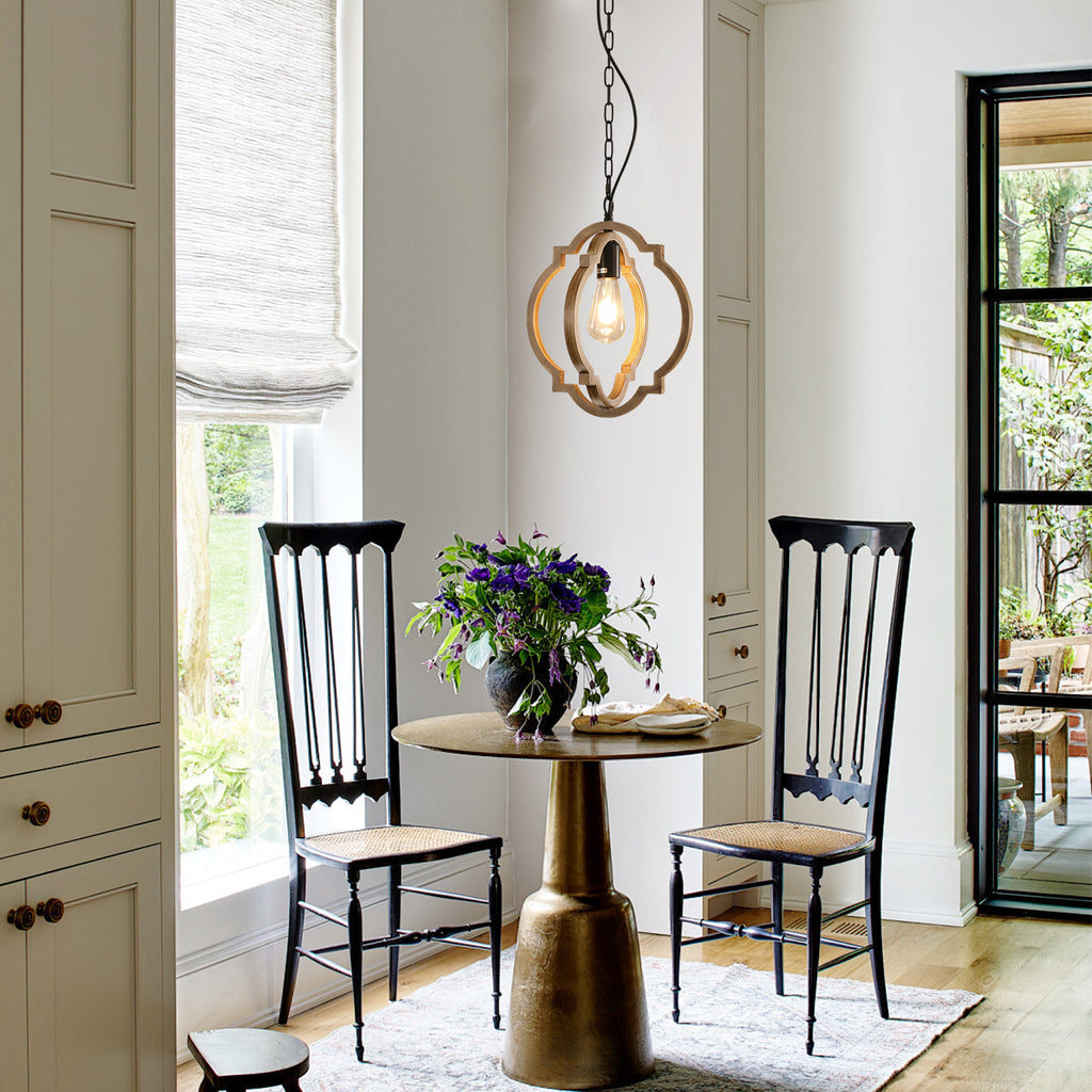 Farmhouse Chandelier, Retro Country Dining Room Lamp, Solid Wood Chandelier for Living room, Foyer and Dining room, Bulb Not Included