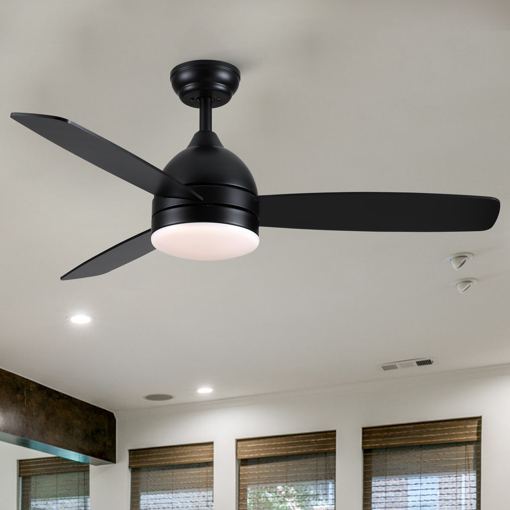 Smart 48 in. integrated LED Black Ceiling Fan with Remote Control and Plywood Blades