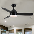 Smart 48 in. integrated LED Black Ceiling Fan with Remote Control and Plywood Blades