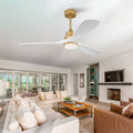 52 Inch Indoor Ceiling Fan With Dimmable LED Light 3 Solid Wood Blades Remote Control Reversible DC Motor