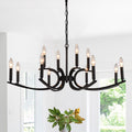 12-Light Farmhouse Chandelier, Black Metal Chandeliers  Light Fixtures Industrial for High Ceiling Living Dining Room Foyer. Adjustable Height-E12 (NO Included Bulb)