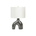 Contemporary Table Lamp with Dark Grey Ceramic Base and Ivory Shade, 25'H, Modern Design