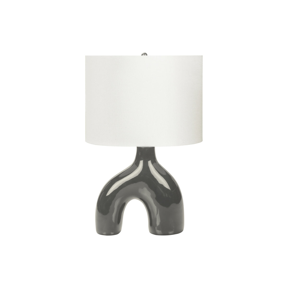 Contemporary Table Lamp with Dark Grey Ceramic Base and Ivory Shade, 25'H, Modern Design
