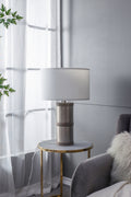 D16x24.4' Hammered Iron Table Lamp with Mango Wood(Lamp Shade Assembly Required)