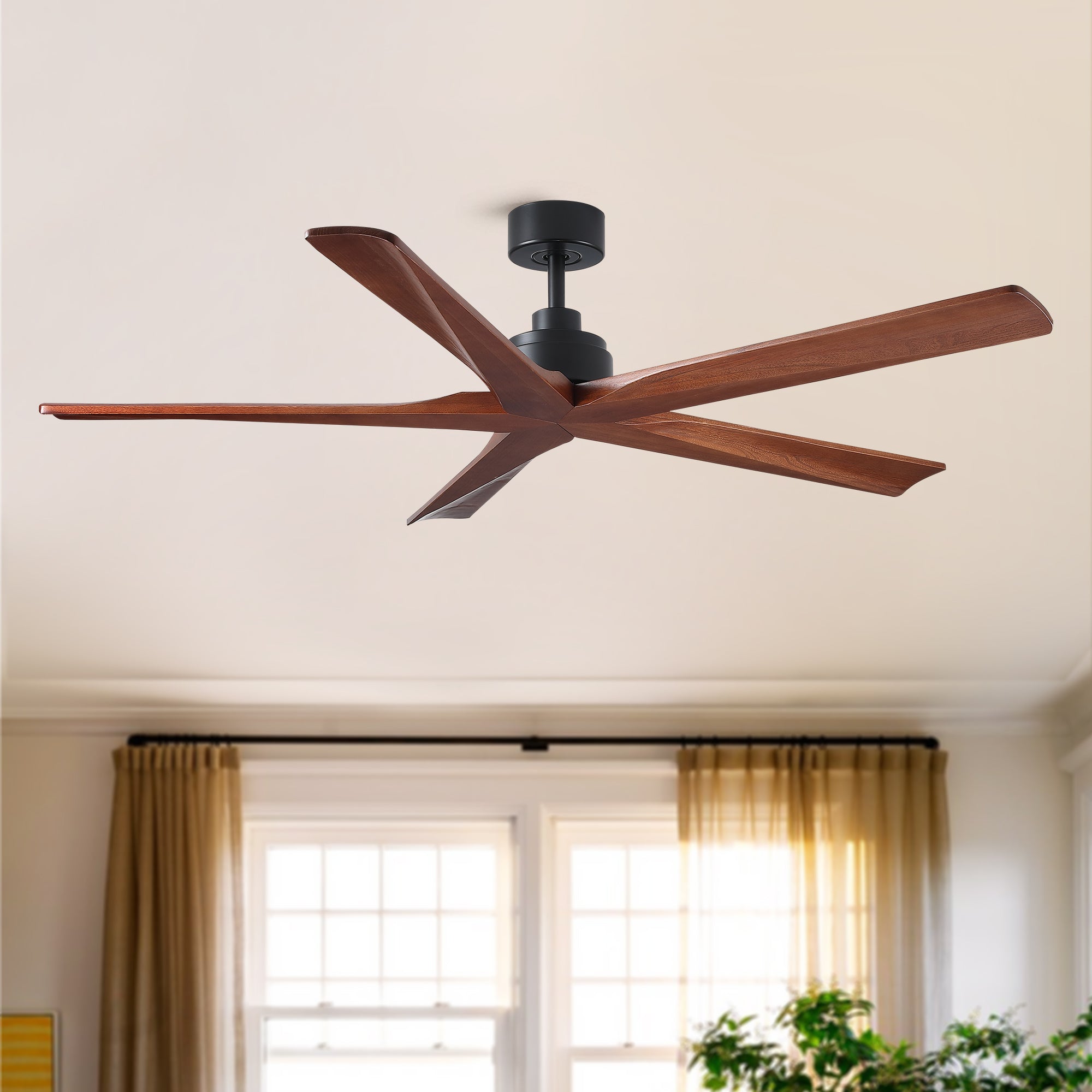 60' Black Low Profile Ceiling Fan without Light