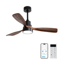 48 Inch Modern Ceiling Fan With Lights 3 Wood Fan Blade Noiseless Reversible Motor Smart Remote Control
