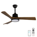 42-Inch Ceiling Fan with Light, Solid Wood Blades, 2 Downrods for Sloped Ceiling ≤15°, Quiet Reversible DC Motor, APP & Remote Control, 6 Speeds, Timer, Dimmable Full-Spectrum LED, for Bedroom