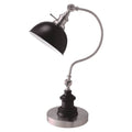 Industrial Style 1pc Table Lamp Stain Nickel Circular Metal Base Curved Stem Lamp
