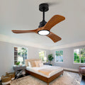 New 36-inch Ceiling Fan Light with 6-Speed Remote Control Black Three-Blade Reversible Wooden Fan Blades DC Motor Ideal for Bedrooms