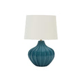 Transitional Blue Ceramic Table Lamp with Ivory Shade, 24' H, Modern Lighting for Living Room or Bedroom