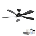 45 Inch Matte Black Smart Ceiling Fan with DC Motor Alexa APP Control Quiet Reversible Operation Dimmable Lighting