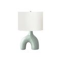 Contemporary Green Ceramic Table Lamp with Ivory Shade, 25' H, Modern Design for Living Room, Office, or Bedroom