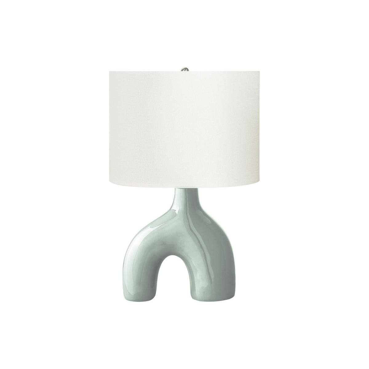 Contemporary Green Ceramic Table Lamp with Ivory Shade, 25' H, Modern Design for Living Room, Office, or Bedroom