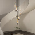5 Light Cluster Pendant Light, Brass High Ceiling Chandeliers Adjustable, Living Room Pendant Light, Foyer Chandeliers, Stairwell Pendant Lights,E12 not Including Bulb