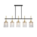 Modern Farmhouse Chandelier 5-Light Dining Room Light Fixture Over Table Kitchen Island Lighting Rustic Chandeliers for Dining Light with Glass Pendant Lights Kitchen Island