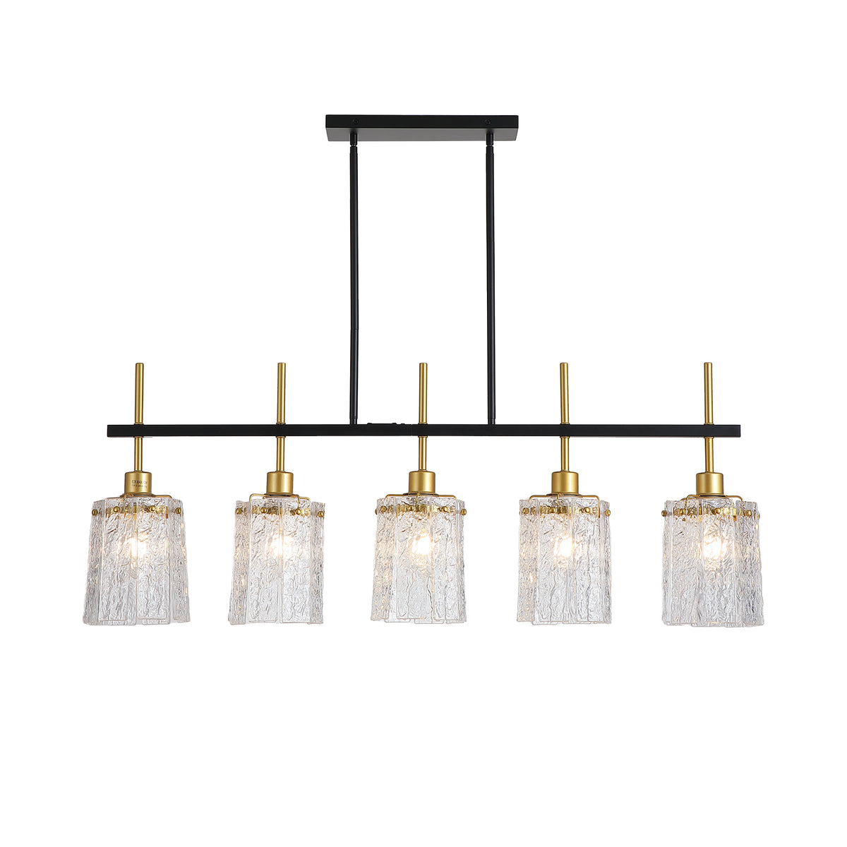Modern Farmhouse Chandelier 5-Light Dining Room Light Fixture Over Table Kitchen Island Lighting Rustic Chandeliers for Dining Light with Glass Pendant Lights Kitchen Island