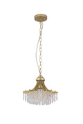 11.75' Dia X 10' H Single Bulb Matte Gold Glass Fan Shape Pendant Chandelier