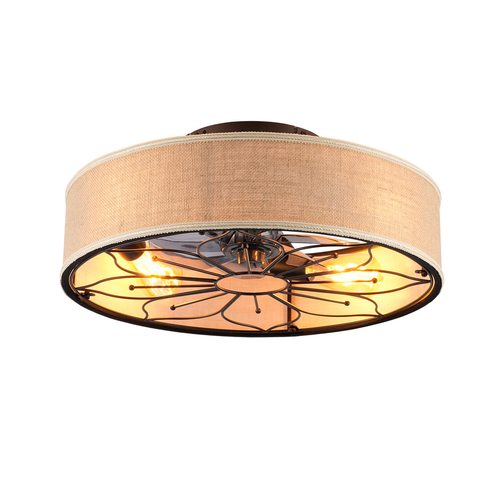 20' Lotus Design  Fabric Farmhouse Bladeless Ceiling fan With Remote Control  For Living room, Bedroom,Kitchen--NOT INCLUDED BULBS