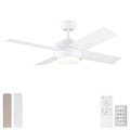 44' Ceiling Fan with Lights & Remote, Matte White Modern Fan, Reversible DC Motor, 6 Speeds, 3-Color Dimmable LED, Quiet Timer for Indoor Bedroom Living Room