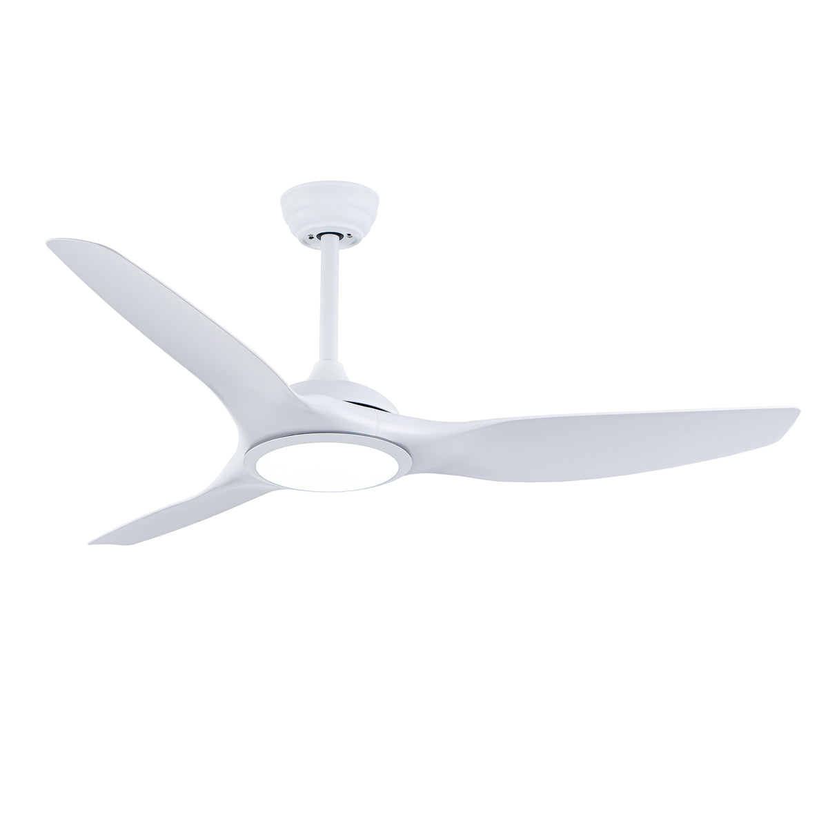 52 Inch  ABS Blades  Ceiling Fan With Light Kit ( LED Light Source),DC 6 Speed ,Remote Control,Adjustable Height Ceiling Fan for Patio Living Room, Bedroom, Office,Indoor.(( Matte White)