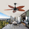 52 Inch Tropical Ceiling Fan (No Light), Palm Leaf Indoor/Outdoor Ceiling Fan for Patio & Living Room, Reversible Fan, Black Bronze