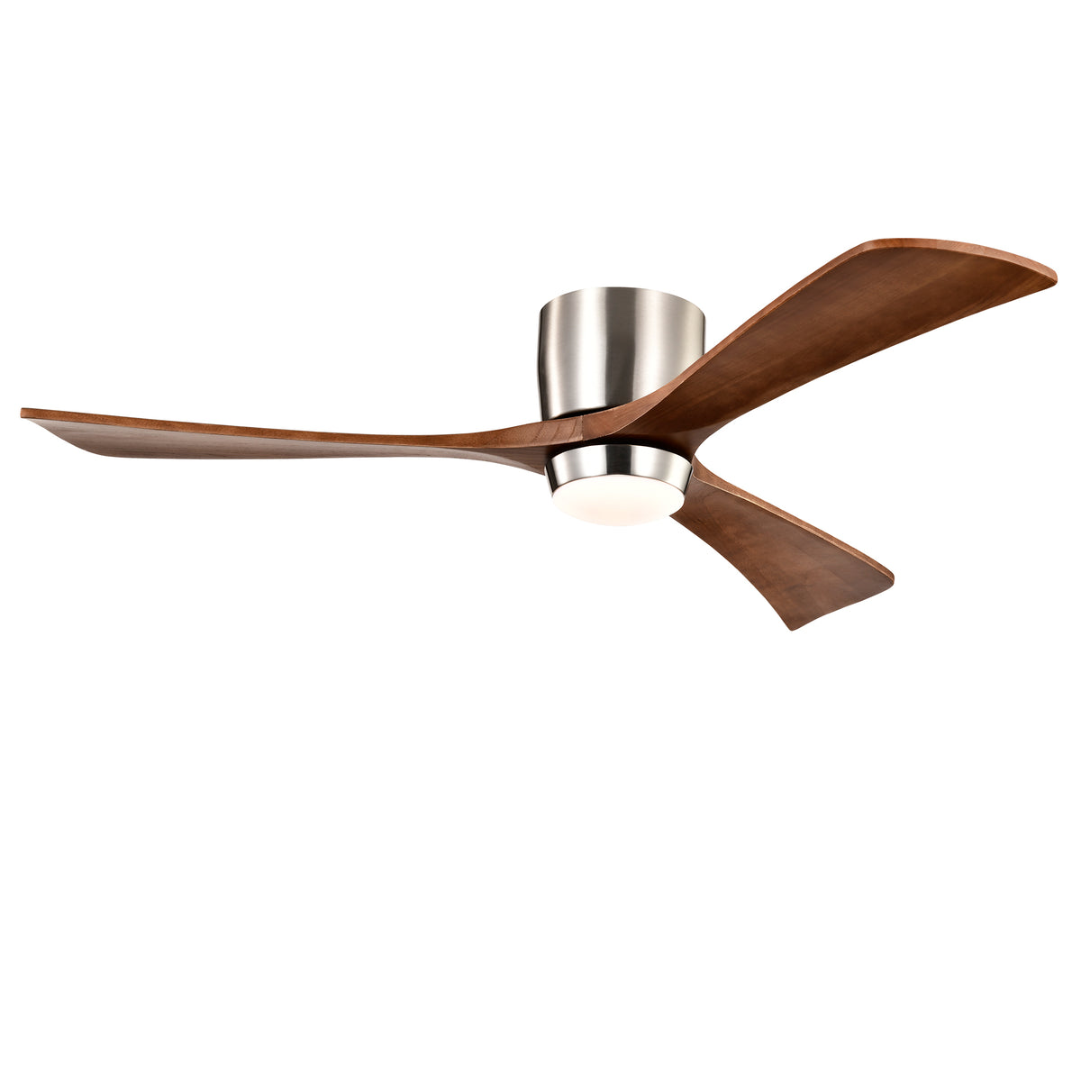52' Flush Mount Solid Wood Blades Ceiling Fan with Lights Remote Control,Quiet DC Motor, 6 Speed ,Reversible Ceiling Fan for Patio Living Room, Bedroom, Office,Indoor.(Stain Nickel )