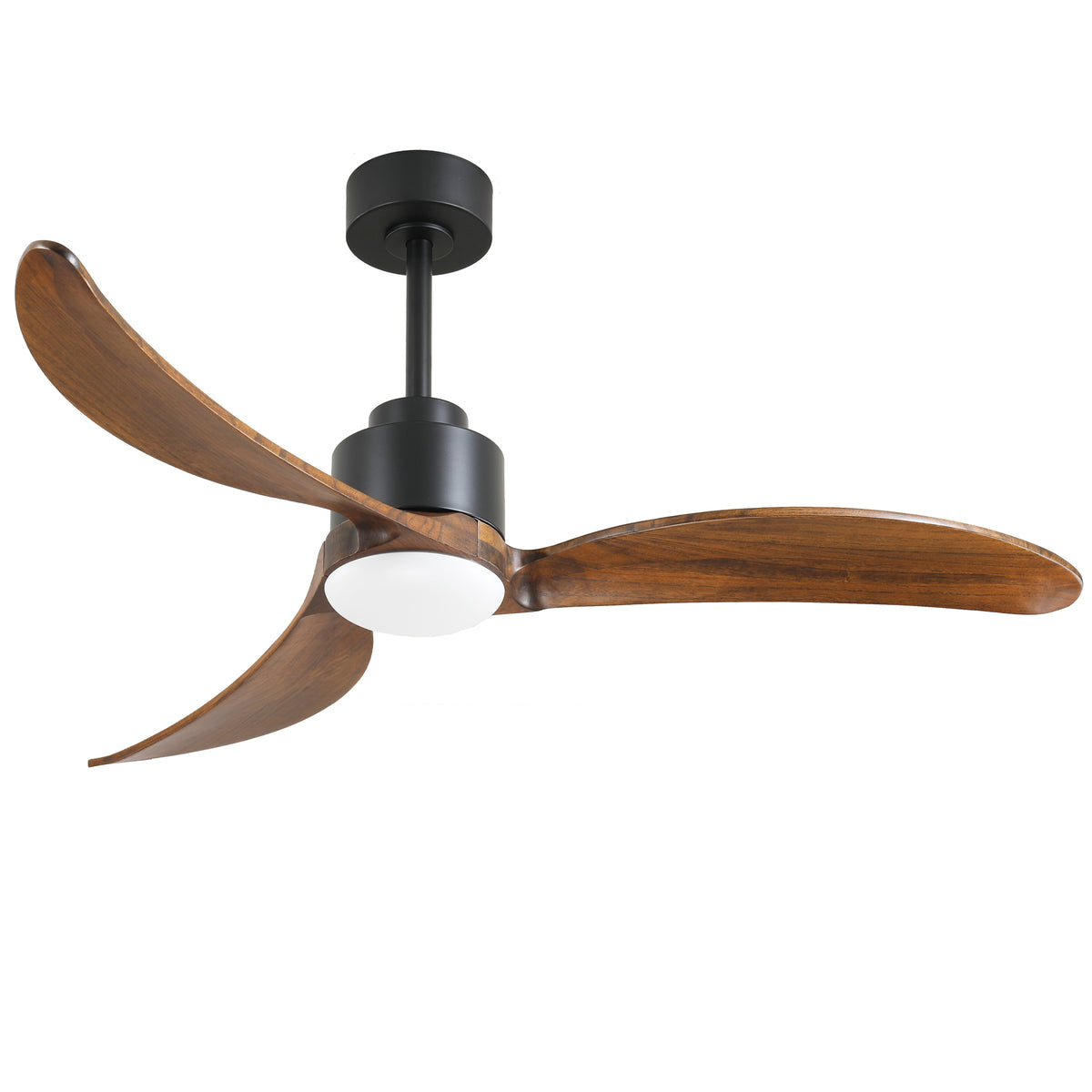 52' Ceiling Fan with Dimmable LED Light Remote Control,Quiet DC Motor 6 Speed Levels,Adjust Height( 3 PCS Rod) Reversible Ceiling Fan, for Patio Living Room, Bedroom, Office,Indoor.(Matte Black +Wood)