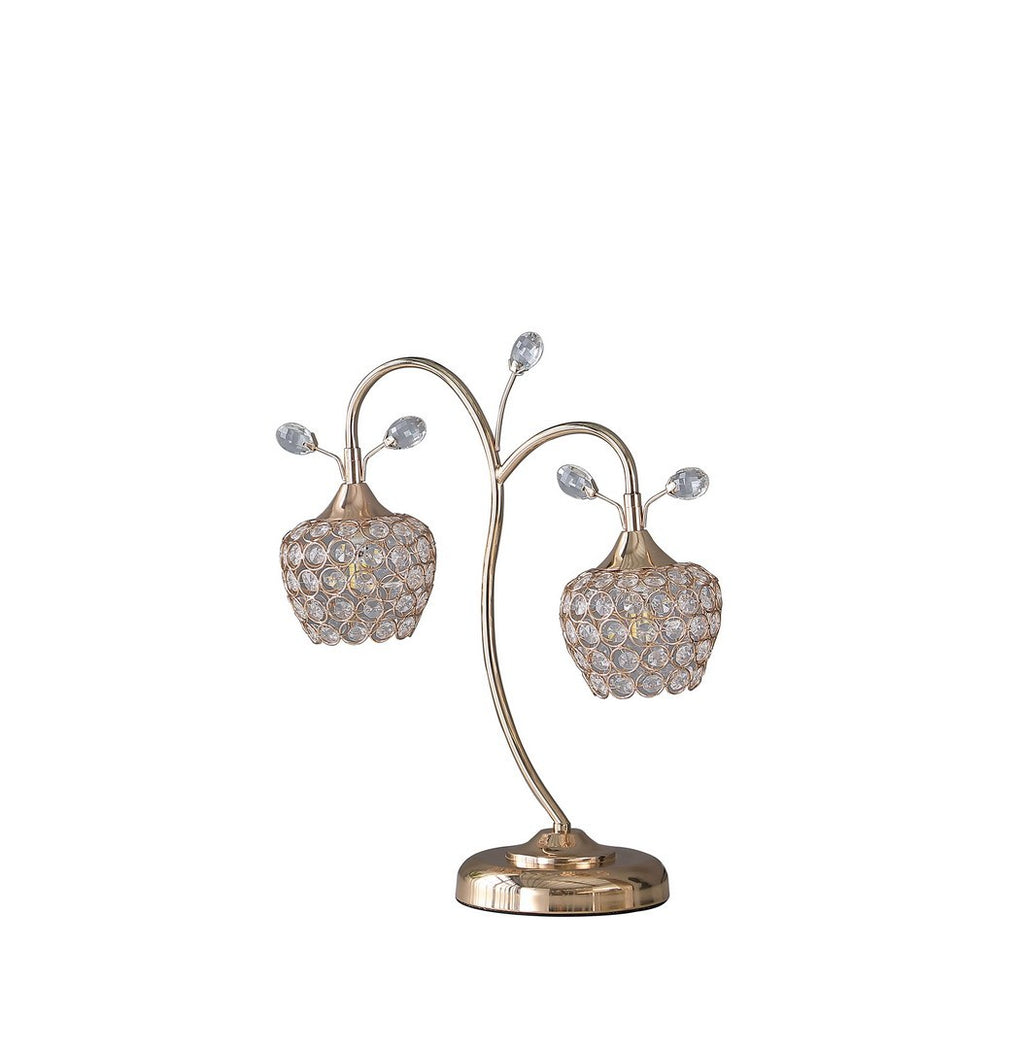 17.25' Rose Gold 2-Floral Bell Glam Metal Table Lamp