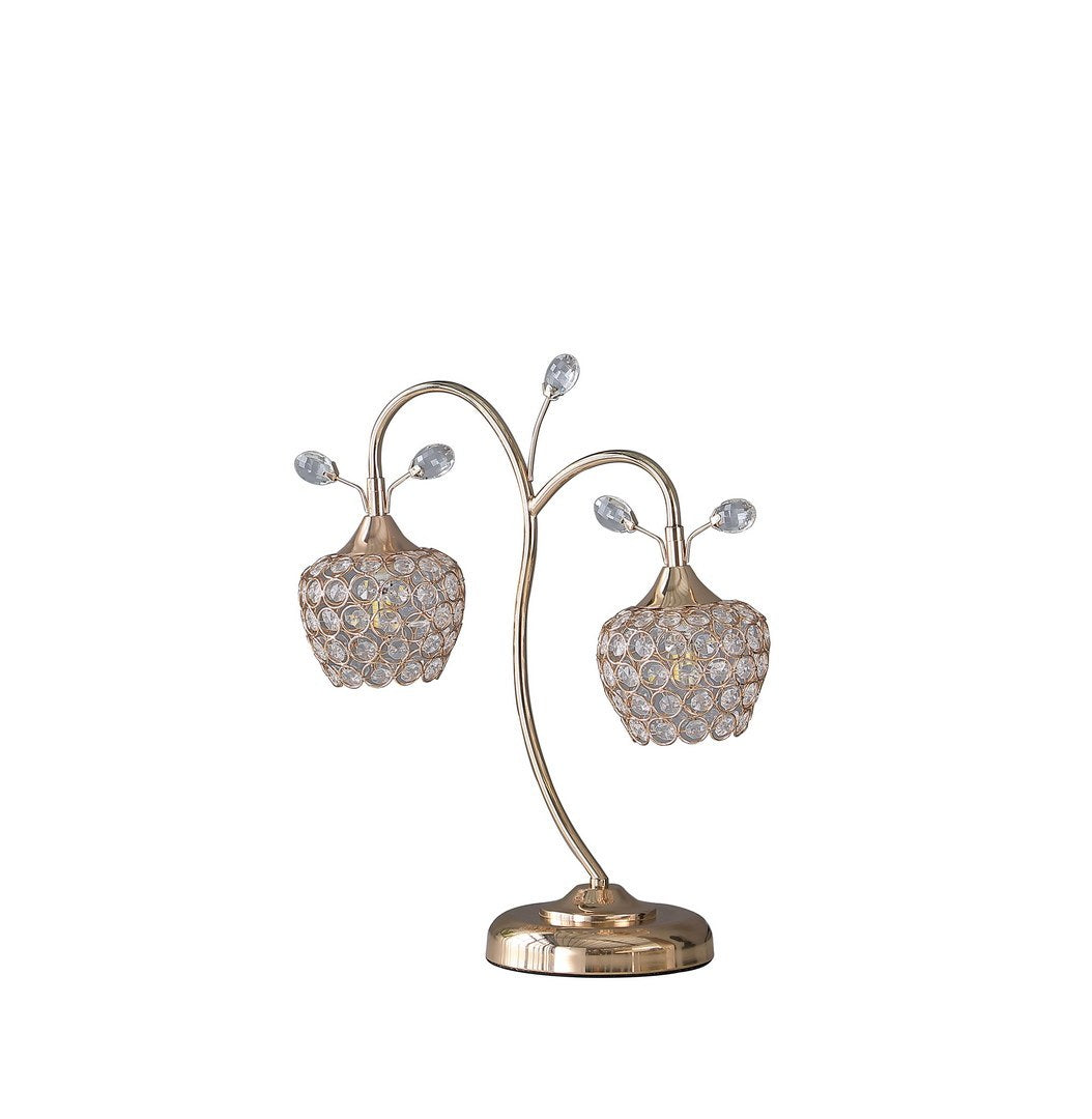 17.25' Rose Gold 2-Floral Bell Glam Metal Table Lamp