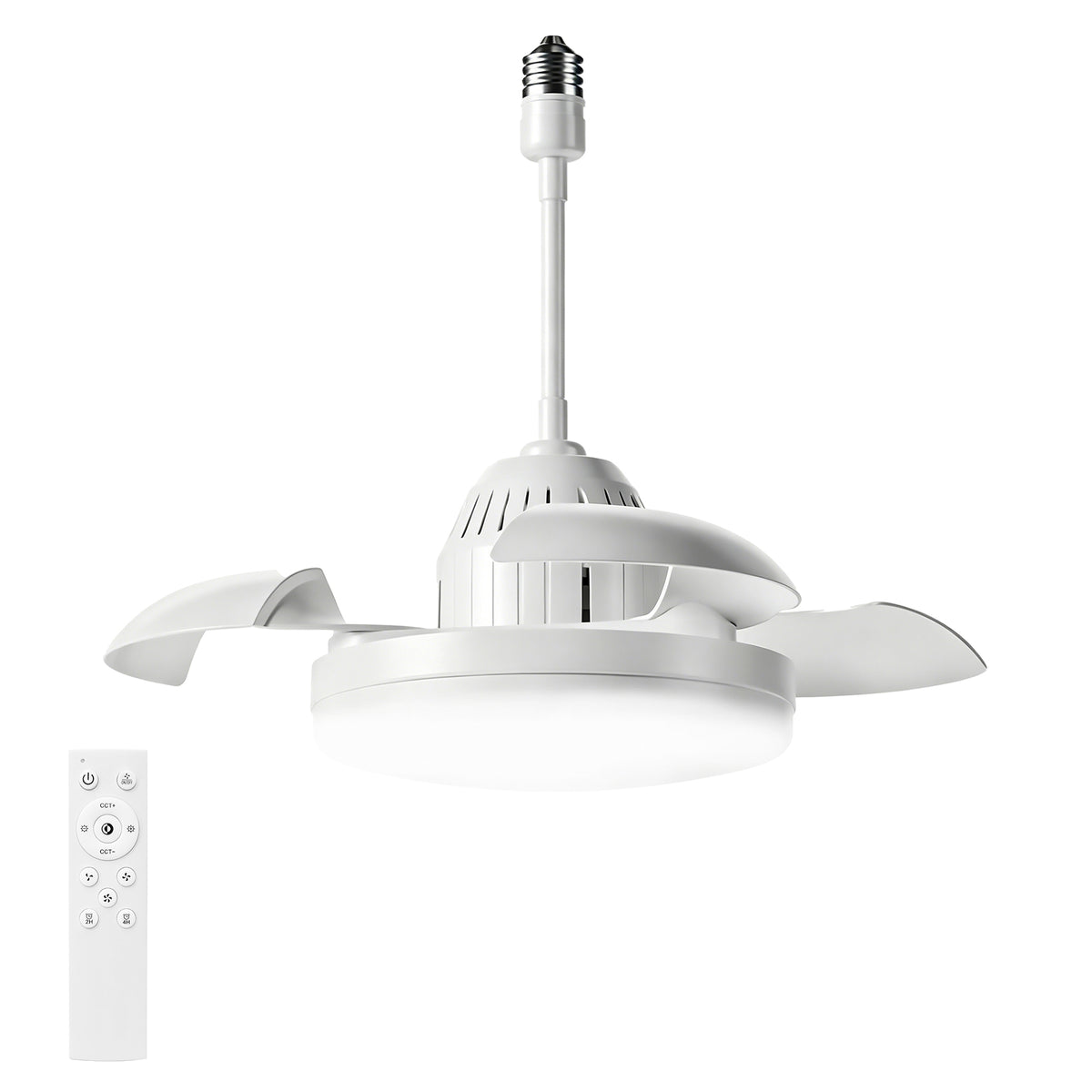 Bulb-Type Small Size Ceiling Fan With Retractable Blades, Indoor  Ceiling Fan With Light with Remote Control, for Patio Living Room, Bedroom, Office,Indoor
