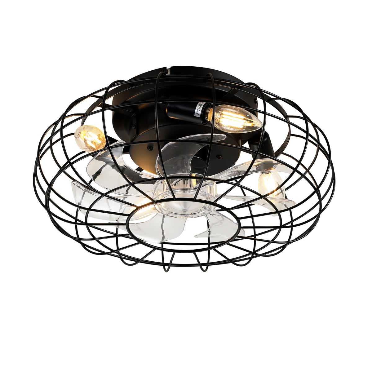 15.7'' Low Profile Bladeless Ceiling Fan with Lights Kit (No Included Bulbs) and Remote 6 Wind Speeds Reversible Ceiling Fan  for Living Room Bedroom Party--NO Included Bulbs