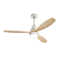 52 Inch Integrated LED Ceiling Fan with Light and Remote Control Solid Wood Blades for Living Room