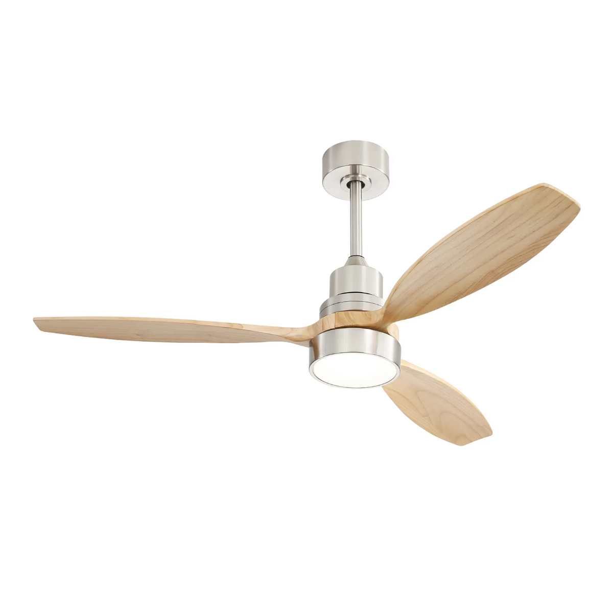 52 Inch Integrated LED Ceiling Fan with Light and Remote Control Solid Wood Blades for Living Room