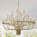 24-Light Gold Chandelier Industrial Iron Candle Chandelier Modern Suspended Farmhouse Chandeliers Pendant Light Fixtures for Dining Room Bedroom Living Room Kitchen Island Foyer  (NO Include Bulb)GOLD