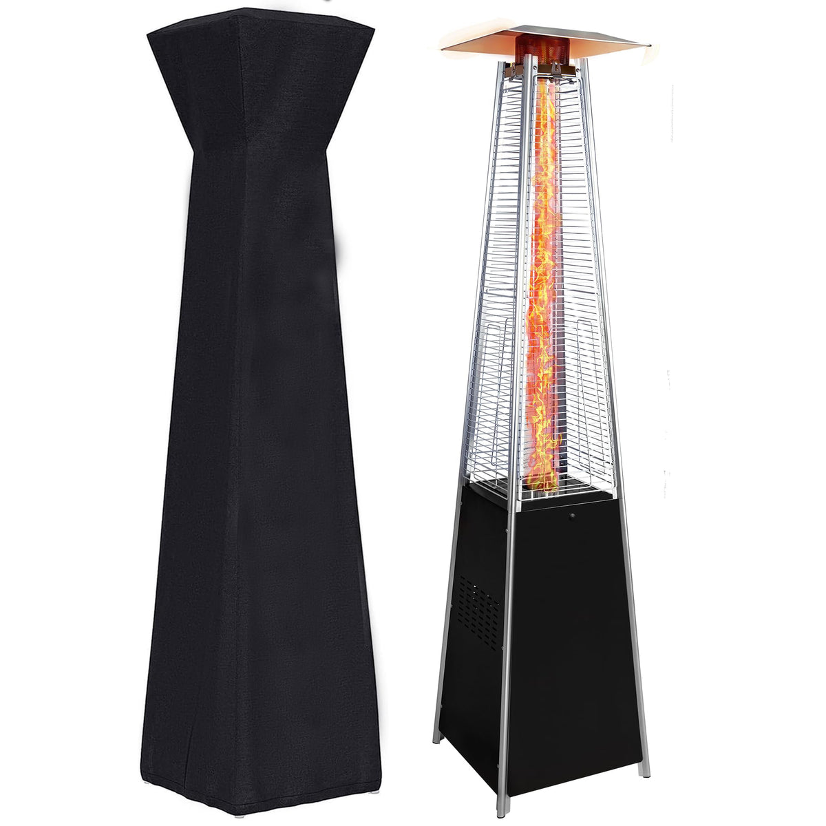 Patio Heater 48,000 BTU Outdoor Heaters for Patio Propane with Detachable Wheels, Protective Cover, Outdoor Terrace Garden Poolsid Commercial Residential