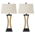 30 Inch Oatmeal Fabric Shade Table Lamp with Rotary Switch, Set of 2, Ideal for Bedroom Living Room (Bulbs not included)