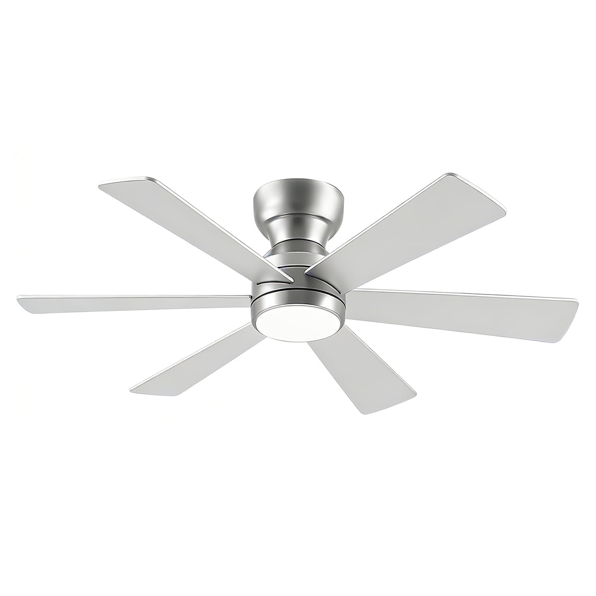 46' Flush Mount Ceiling Fan with Lights Remote Control,Quiet DC Motor 6 Plywood Blade Ceiling Fans 6 Speed Levels,Reversible Ceiling Fan,for Patio Living Room, Bedroom,Office,Indoor.( SLIVER)