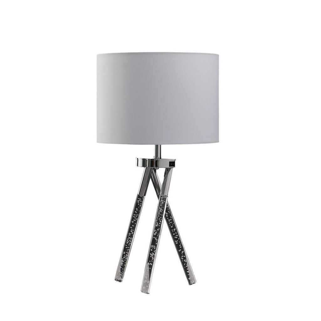 26.25' In Mid Century Birgit Led Acrylic Tapered Legs Silver Metal Table Lamp