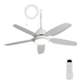 52-Inch Matte White Ceiling Fan with Light, Dimmable LED with Memory Function, DC Motor, IP65 Rated