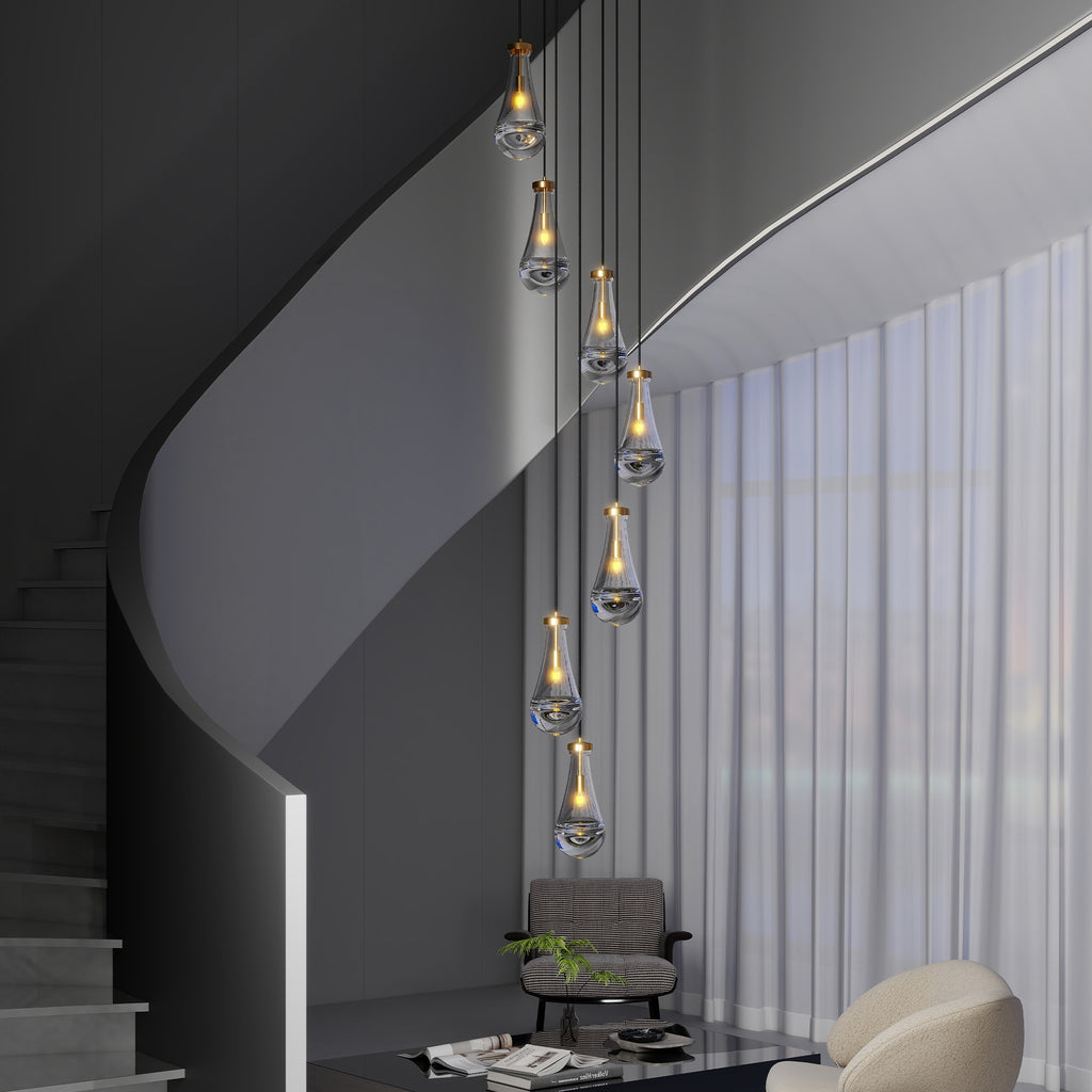 7 Light Dining Room Pendant Light, Large Chandelier Adjustable Hanging Line, Living Room Pendant Light, Foyer Chandelier, Stairwell Pendant Lights, Bedroom